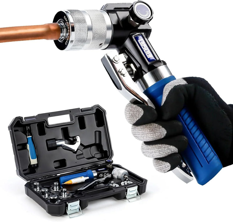 Hydraulic tube expanding tool kit, used to expand 3/8-inch copper tubes to 1-1/8 inches. C787