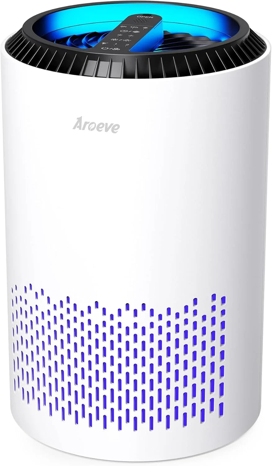 Bedroom household air purifier, with three layers of filters, capable of filtering smoke, pollen, allergens, pet dander and odors. The sleep mode helps improve sleep quality. Energy-saving design. Three wind speeds available. Suitable for offices, do