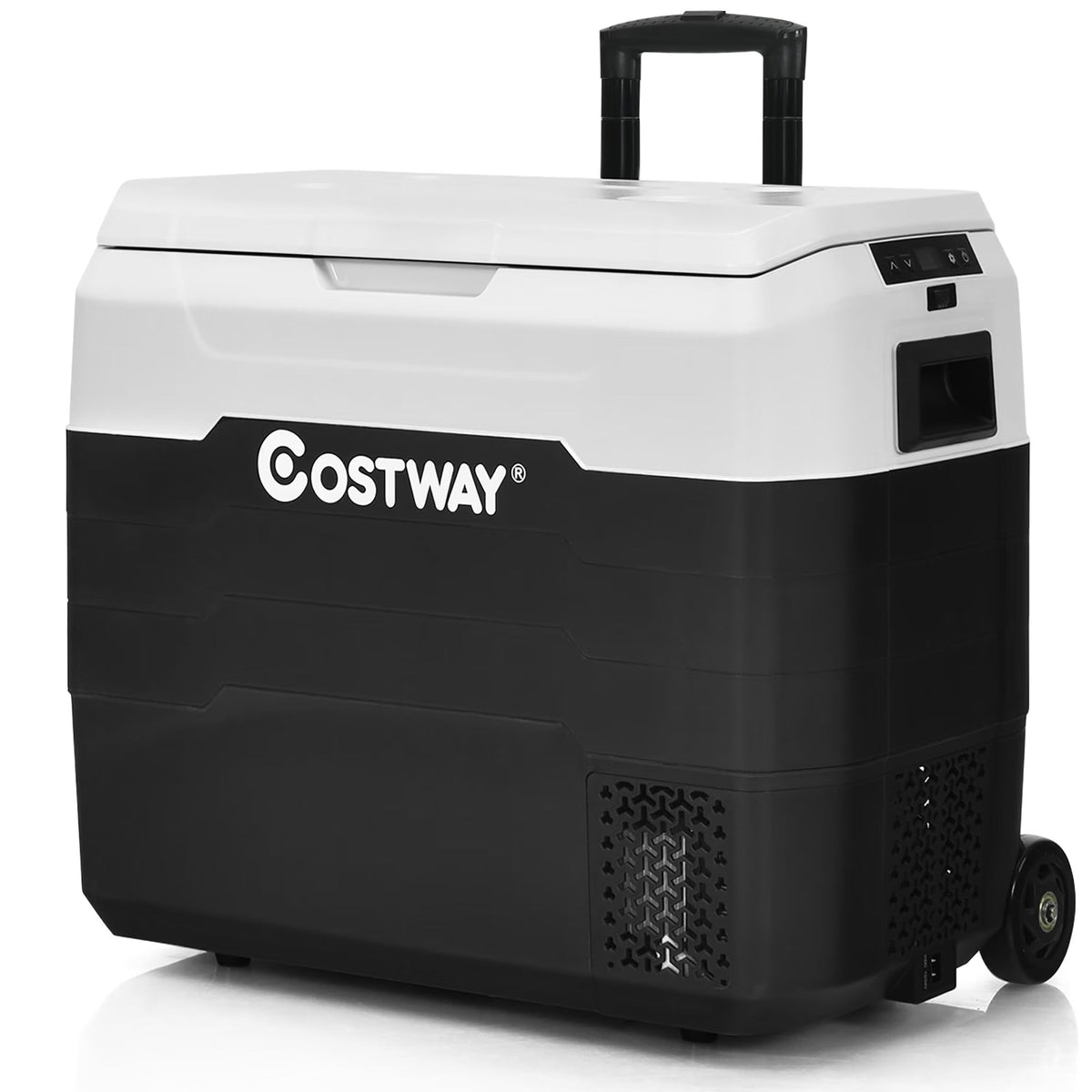 53 qt Wheeled Corded Electric Dual-Zone Portable Car Refrigerator, White