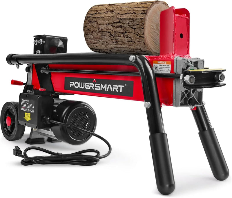 Electric Log Splitter 7-Ton - Efficient Wood Splitter with 3500 Motor Speed, 15 Amp, Horizontal Full Beam Design and Steel Wedge for Firewood & Kindling Cutting R1986