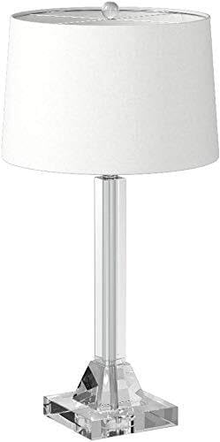 27" Modern Crystal Table Lamp 2-Pack with Linen Shade for Bedroom Living Room Home Office Desk Nightstand with LED Bulb Suitable Room, Dormitory, Office