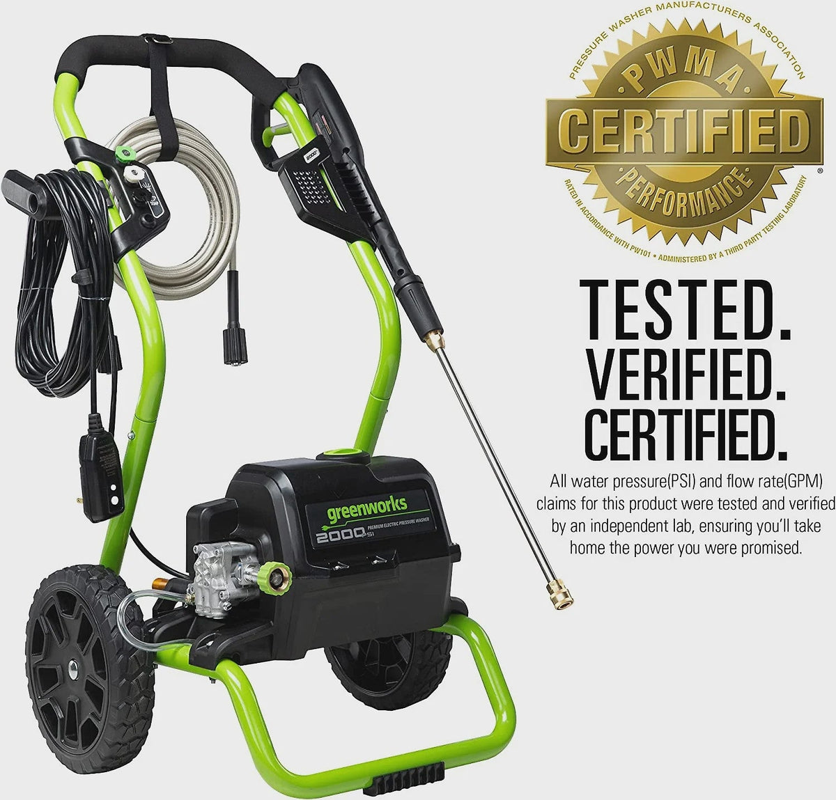 2000 Max PSI, 1.1 GPM (13 Amp) Electric Pressure Washer GPW2000-1RG