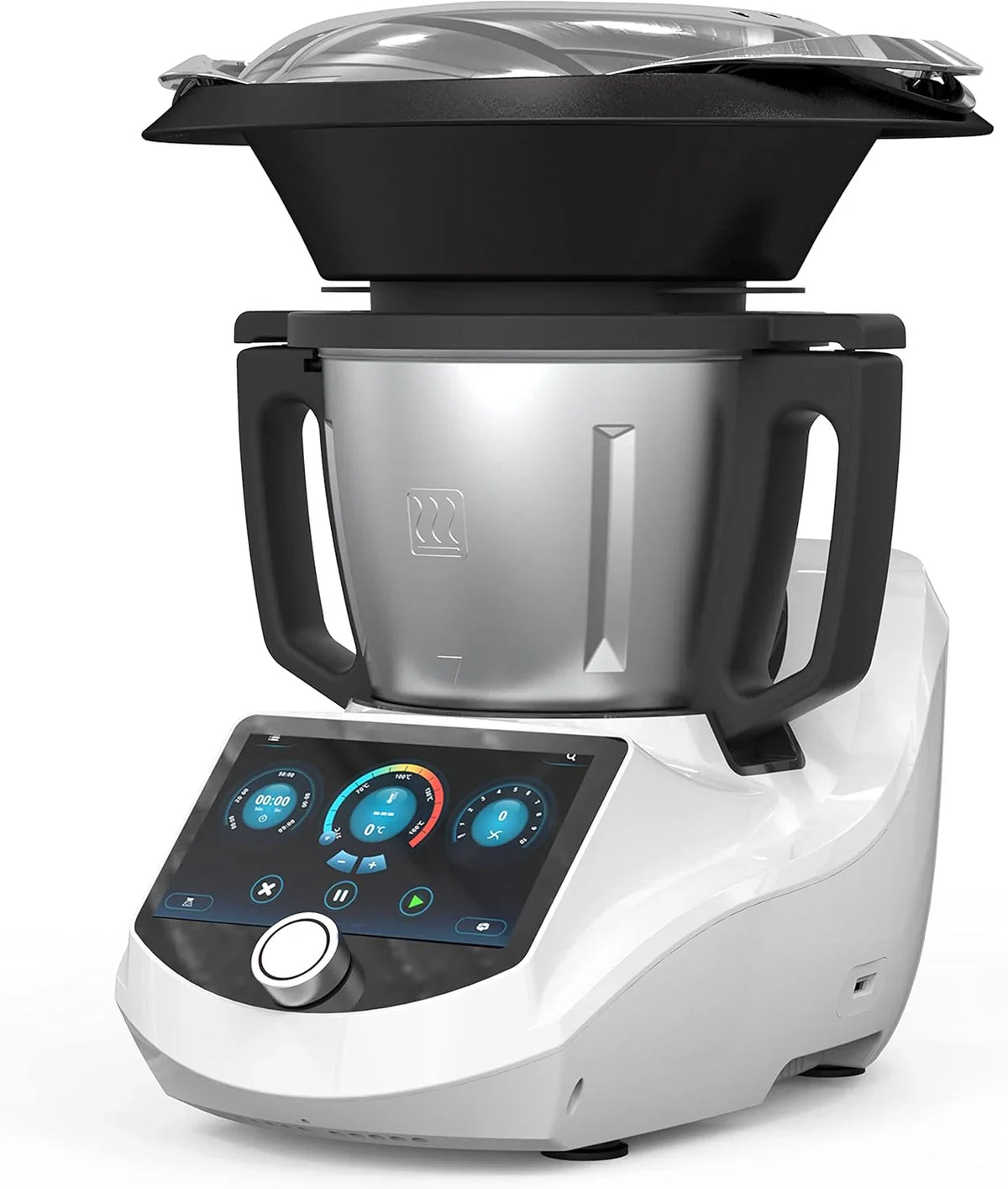 Smart Food Processor UltraCook All-in-One Auto Cooking Machine,3.5L Capacity,600 Online Recipes, Built-in Scale, 7 inch TFT Screen, Self-Cleaning, Multifunctional Kitchen Appliance (CR-7-Black)