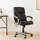 High-back executive office chair, adjustable in height, tiltable, rotatable, uniform size, white/mustard color