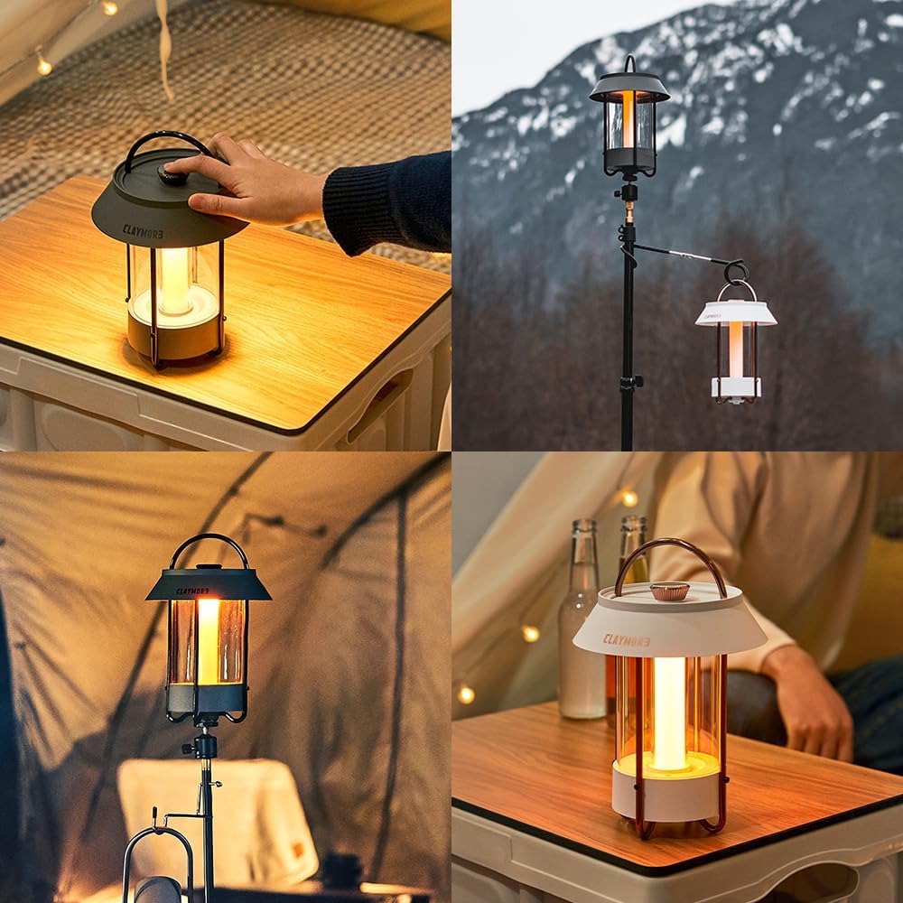 Desk Lamp (Dark Gray) - A beautiful portable outdoor lamp, featuring 4 different lighting heads, equipped with a 6700 mAh rechargeable battery, with a brightness of up to 660 lumens, and featuring waterproof functionality. Suitable for Halloween deco