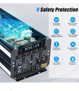 5000 Watt Power Inverter 12V to 110V 120V for Vehicle, Solar Inverter System, Heavy Duty, RV, Truck, Off Grid,Camping with 4 AC Outlets, LCD Display, Wireless Remote Control, Car Power Inverter