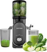 Cold press juicer, 5.3-inch feed opening, slow-speed mixing type machine, power 300 watts, capable of extracting whole fruits and vegetables, easy to clean, high juice output, white appearance