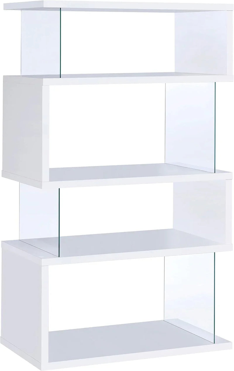 Home products company Amelier 63-inch 4-layer glass panel bookshelf in brown pine color R139