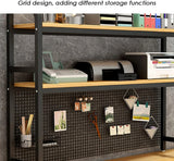 Desktop Bookshelf Adjustable Desk Bookshelf Organizer Rack - Countertop Hutch Bookshelf, 3-Tier Bookshelf Desk Shelf, All Metal Desktop Bookcase for Computer Desk, for Home, Dorm, Office Supplies (Co
