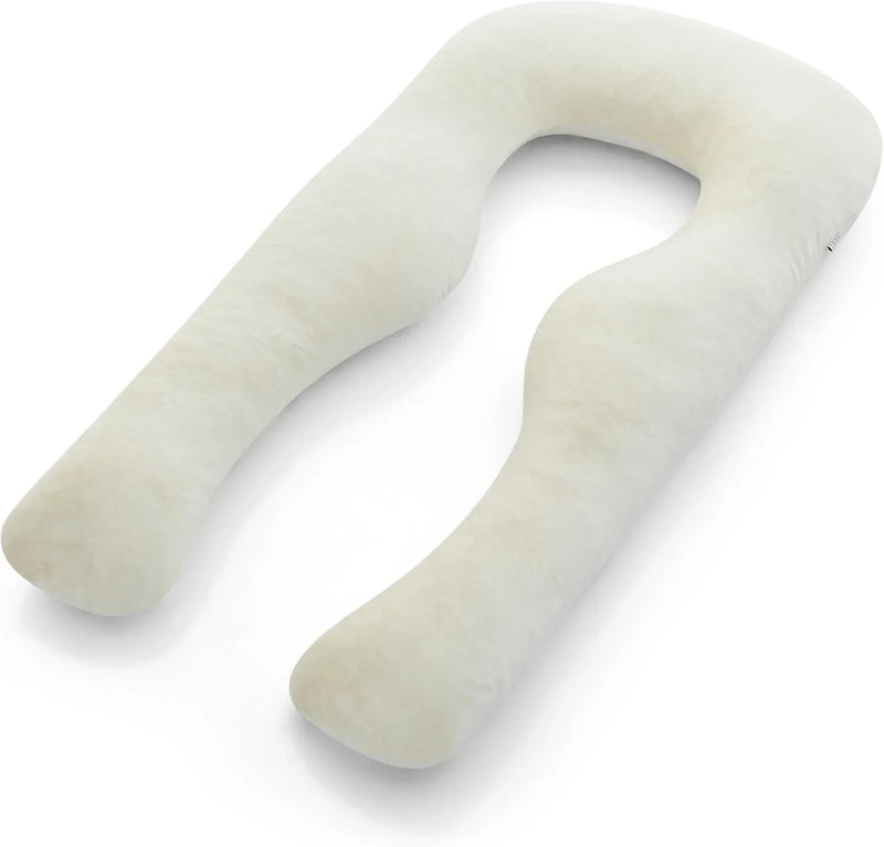 Body Pillow | Elegant U-shaped Pregnancy Pillow - Organic Bamboo Fiber Cotton - Crushed Cooling Gel Filling - Ergonomic Design - Dual-Sided Use - Washable F2260