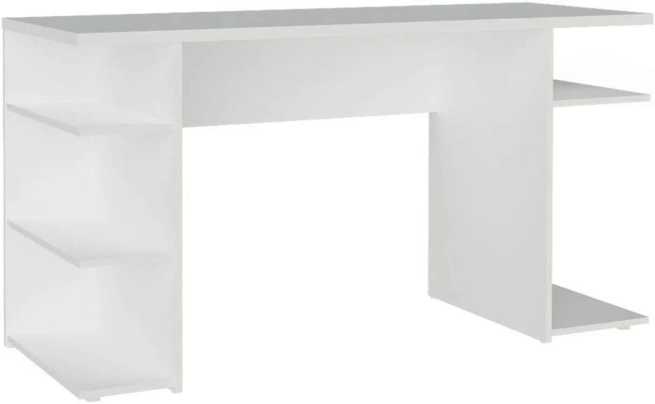 Madesa Large Modern Gaming Computer Desk 53 Inch with 5 Shelves Cable Management Student Study Wooden Table Home Office Gamer Desk for Kids and Adults - White