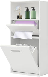 Stainless steel shower alcove trash can - Suitable for use in bathrooms, living rooms, and kitchens as a built-in recessed storage cabinet - 26 x 5.5 x 11.8 inches