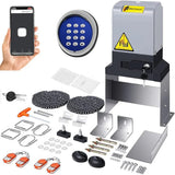 Automatic sliding door opener (controlled via APP), equipped with 4 remote controllers, 750-watt electric sliding door opener motor remote control kit, with wireless keyboard, suitable for sliding door openers up to 40 feet in length.