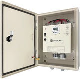 Electrically controlled timer for greenhouse roller shutters (for ventilation) uses an AC 110V to DC 24V transformer for timing control, enabling the opening or closing of the side top curtains of the greenhouse薄膜.