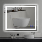 LED wall-mounted makeup mirror with lights - suitable for wall-mounted large makeup tables. Features intelligent touch buttons, anti-fog, water resistance, adjustable dimming, color adjustment, and magnifying glass function.