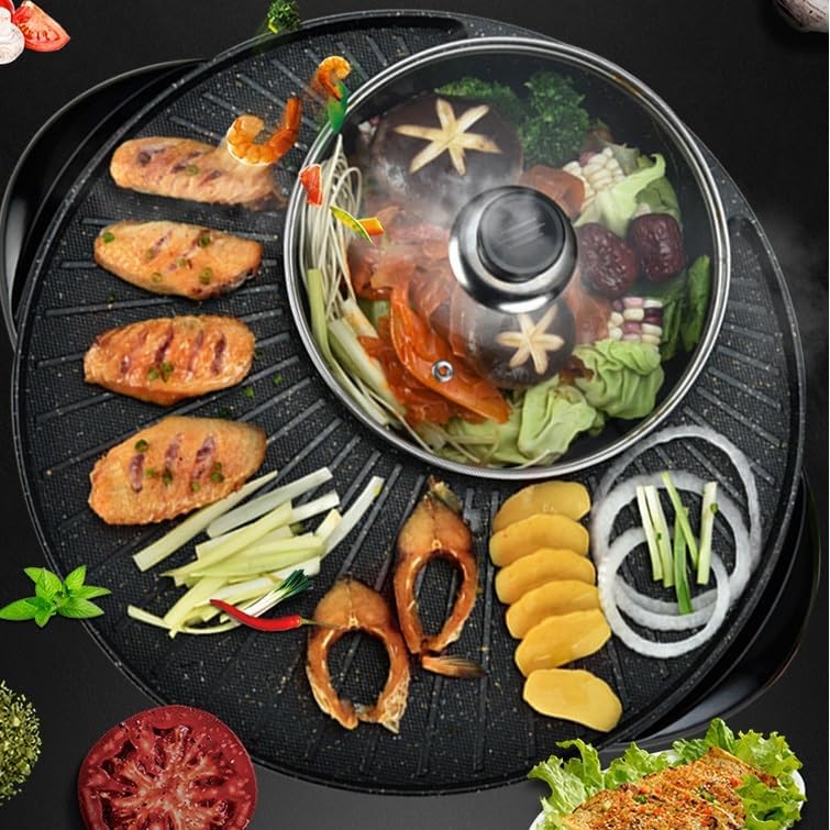 Hot Pot Barbecue Integrated Pot Home Smokeless Electric Barbecue Pan Roaster Electric Grill Kitchen Appliances