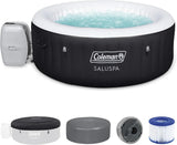 SaluSpa Miami AirJet 2 to 4 Person Round Inflatable Hot Tub Portable Outdoor Spa with 120 Soothing AirJets and Insulated Cover, Black