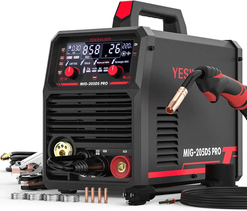 MIG Welder,110V Flux Core Welder Flux Core MIG/Lift TIG/Stick 3-in-1 Large LED Digital Display Welding Machine IGBT Inverter Welder FLUX-135PRO Y3224