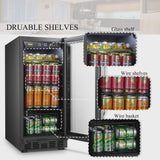 Lanbo 76 Cans Under Counter Compressor Beverage Cooler Refrigerator, 15 inch Width