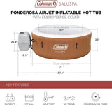 SaluSpa Miami AirJet 2 to 4 Person Round Inflatable Hot Tub Portable Outdoor Spa with 120 Soothing AirJets and Insulated Cover, Black