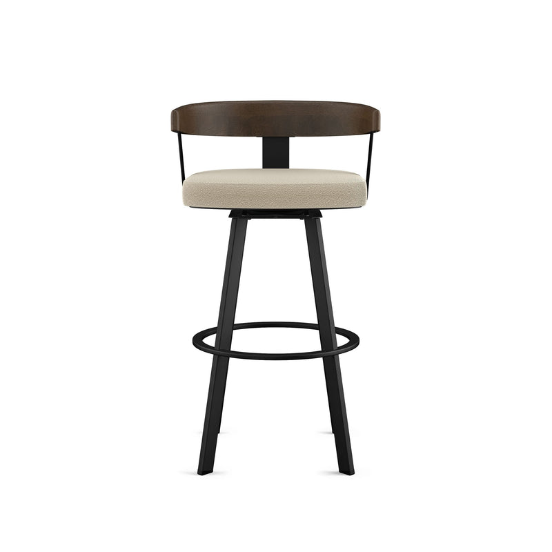 Lars Wood Swivel Counter Stool with Backrest, Black Frame, 26-in S4404