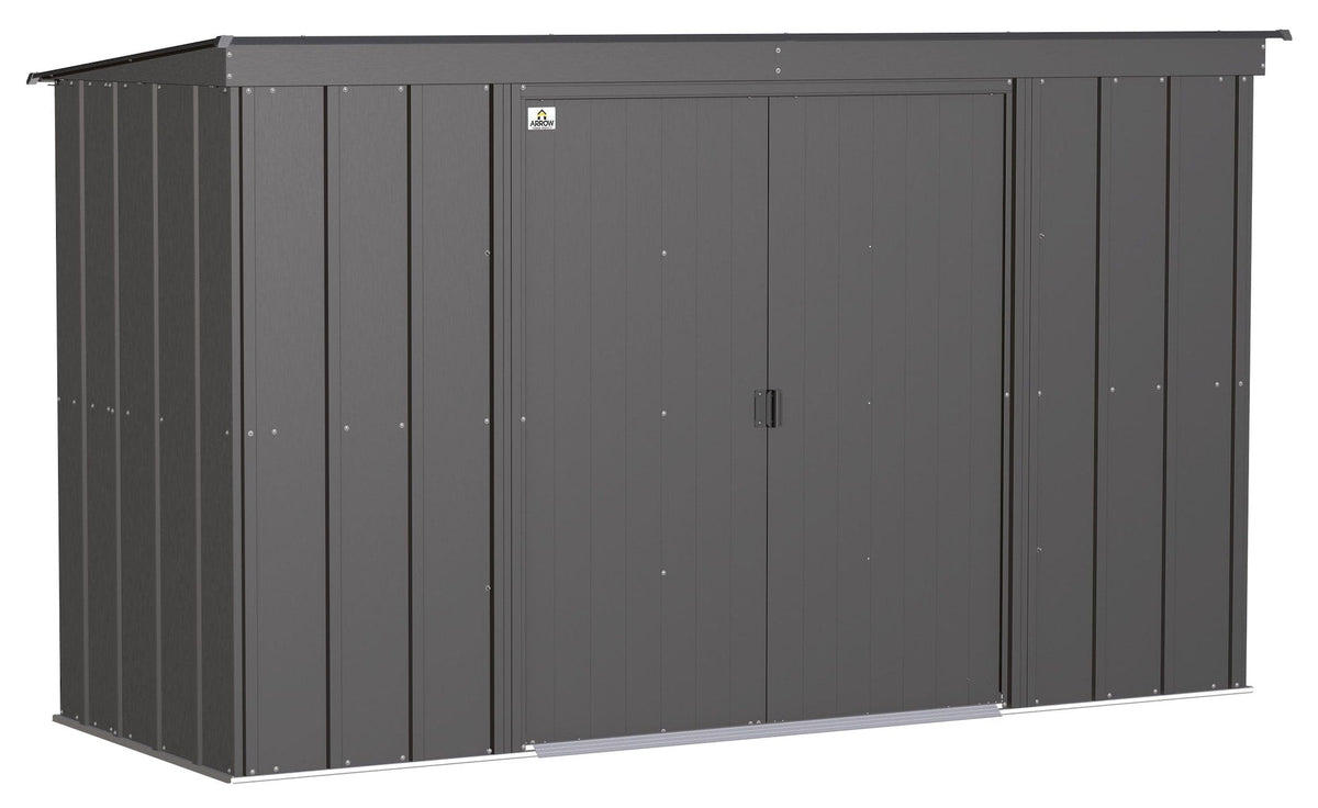 Arrow Classic Galvanized Steel Storage Shed, Charcoal, 10-ft x 4-ft