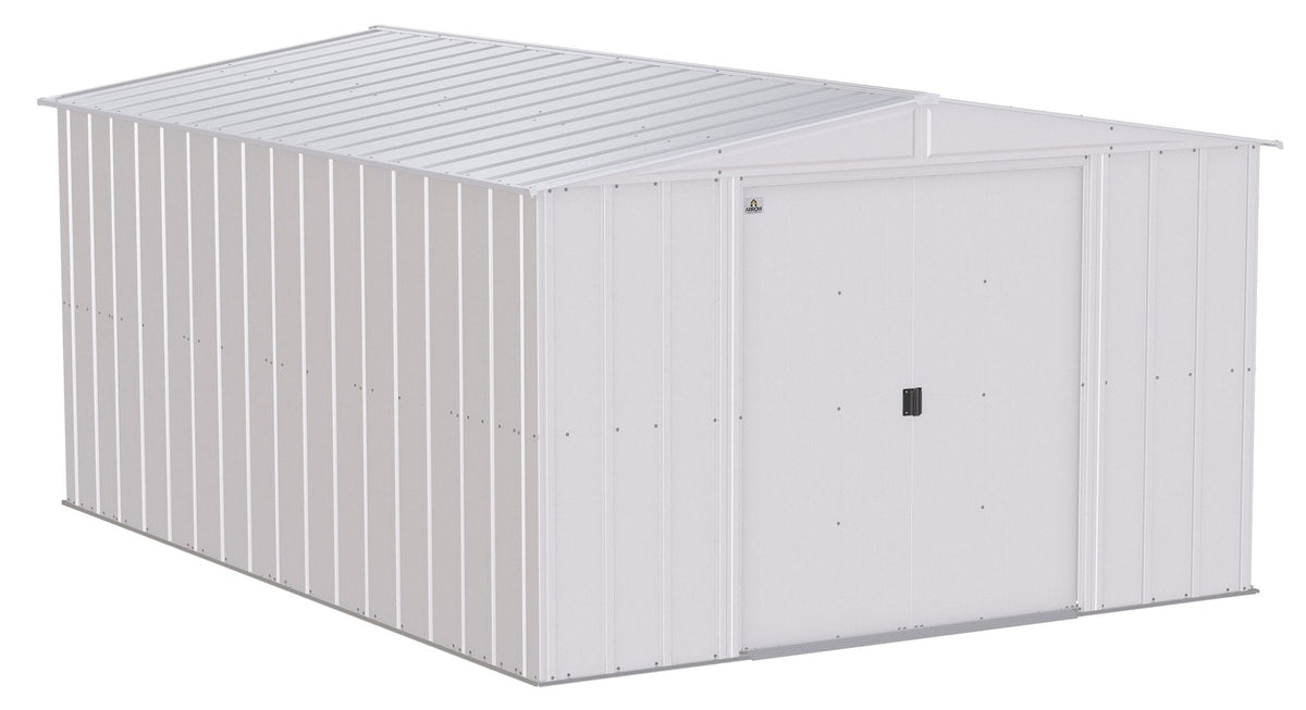 Arrow Classic Galvanized Steel Storage Shed, Flute Grey, 10-ft x 14-ft