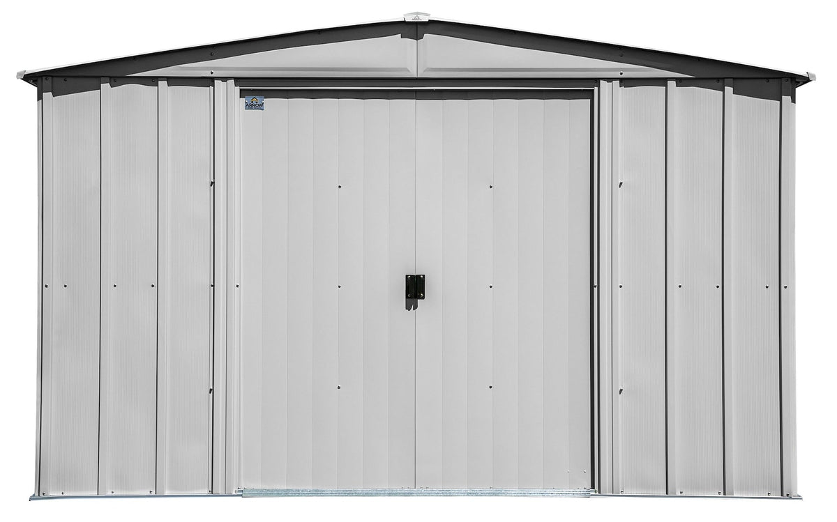 Arrow Classic Galvanized Steel Storage Shed, Flute Grey, 10-ft x 14-ft