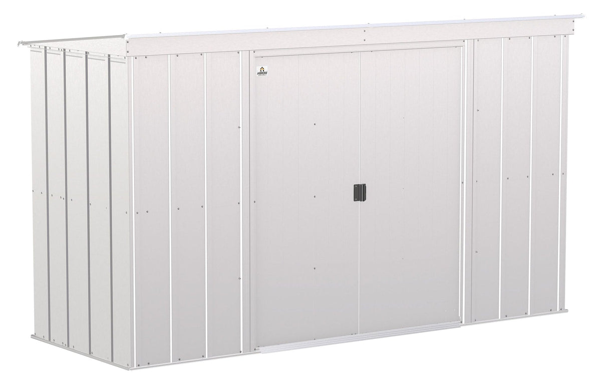 Arrow Classic Galvanized Steel Storage Shed, Flute Grey, 10-ft x 4-ft