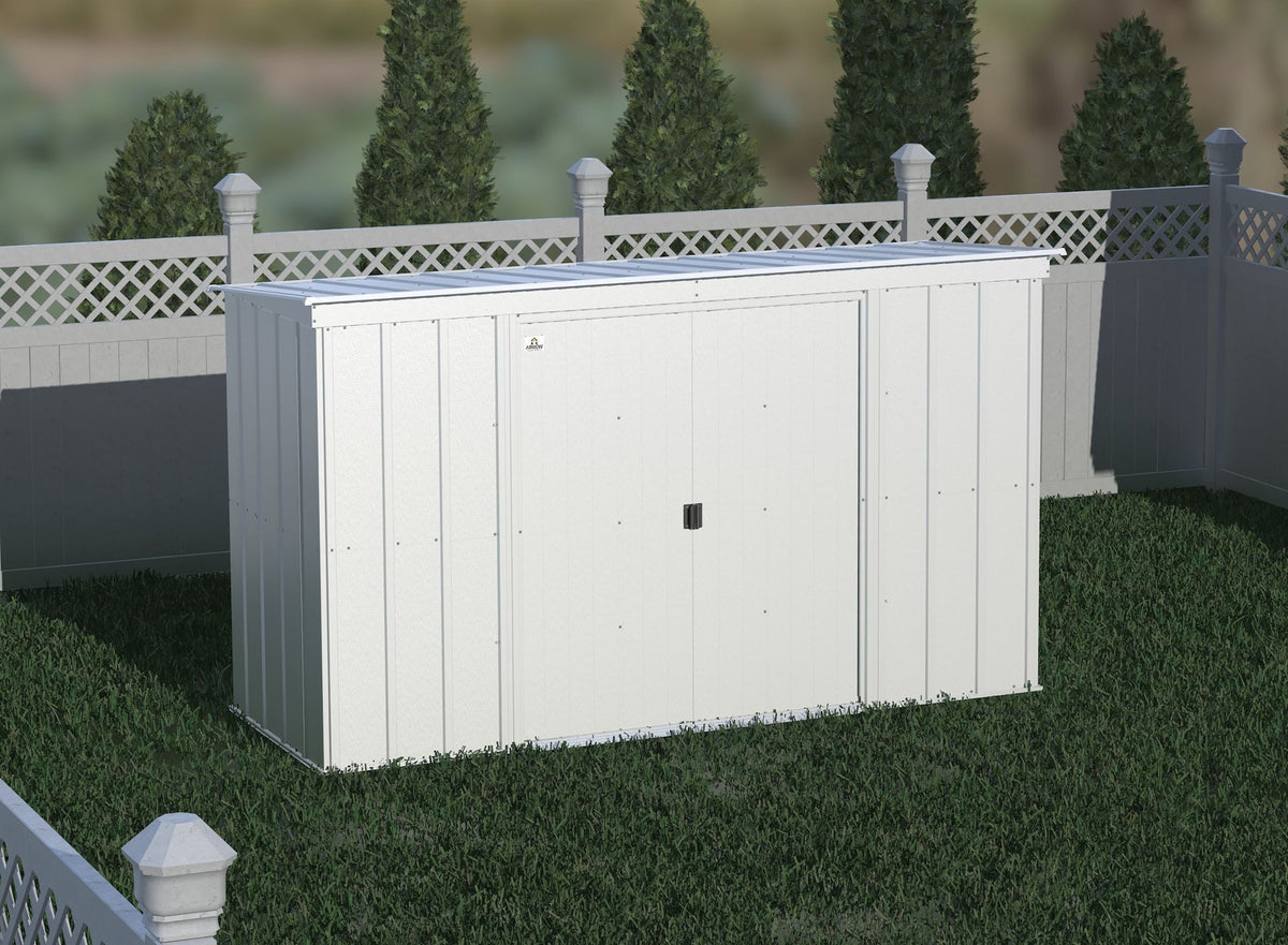 Arrow Classic Galvanized Steel Storage Shed, Flute Grey, 10-ft x 4-ft