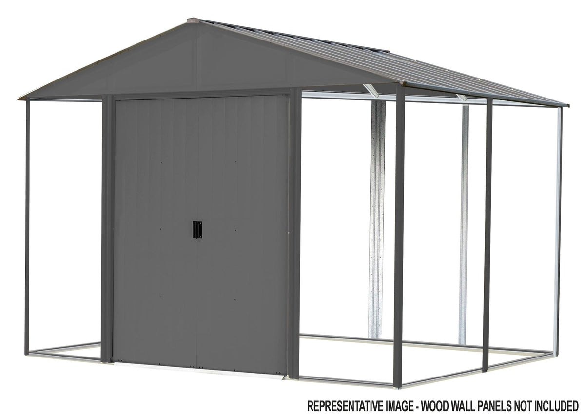 Arrow Ironwood Steel Hybrid Shed Kit, Anthracite, 8-ft x 8-ft