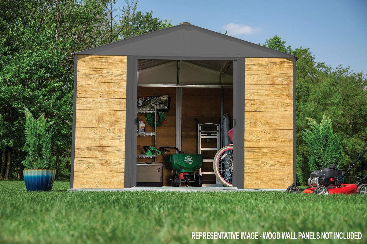 Arrow Ironwood Steel Hybrid Shed Kit, Anthracite, 8-ft x 8-ft
