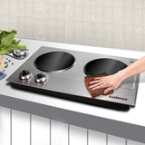 Hot Plate,1800W Ceramic Electric Hot Plate for Cooking, Dual Control Infrared Cooktop, Portable Countertop Burner, Glass Plate Electric Cooktop, Silver, Stainless Steel