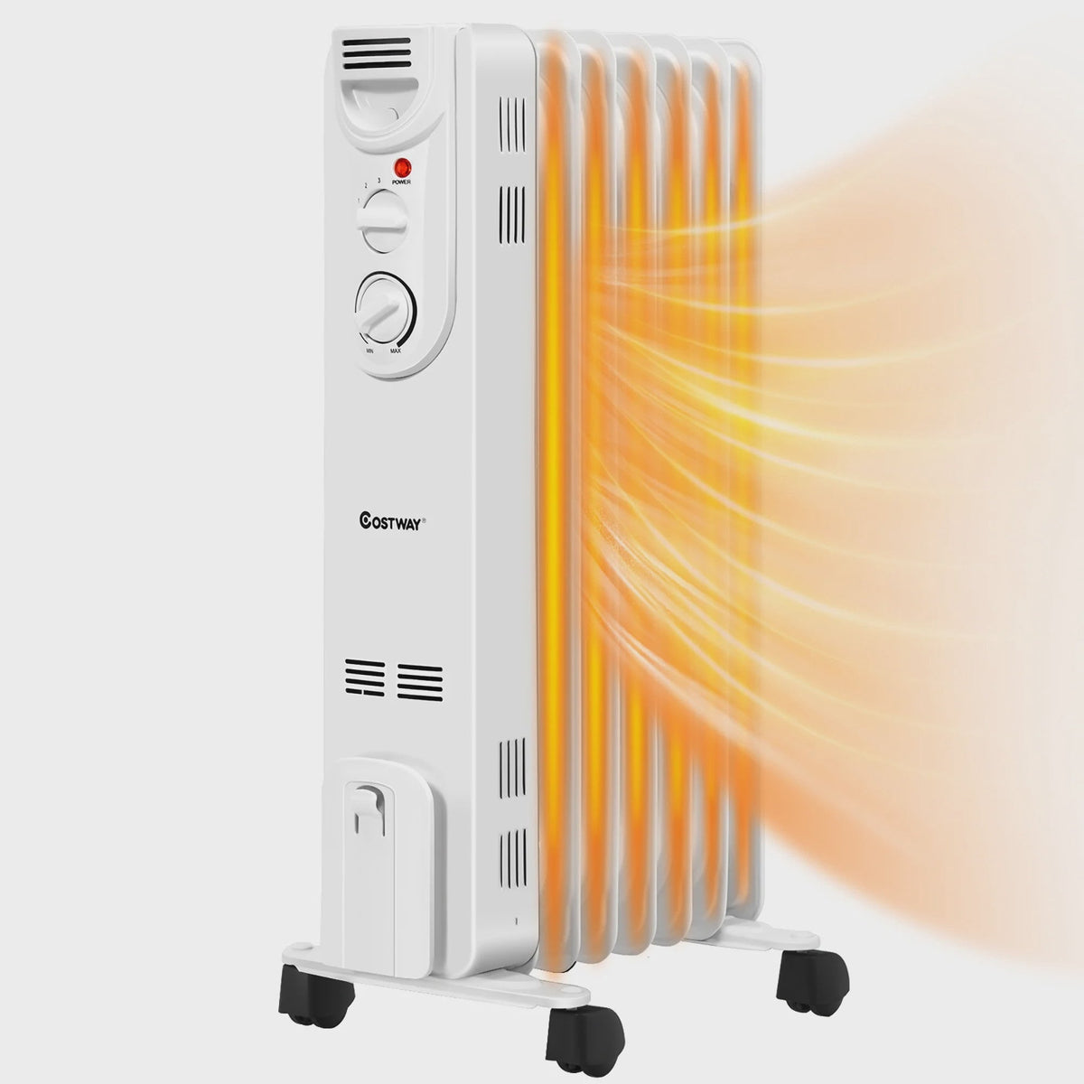 1500W Electric Oil Filled Radiator Space Heater 5-Fin Thermostat Room Radiant