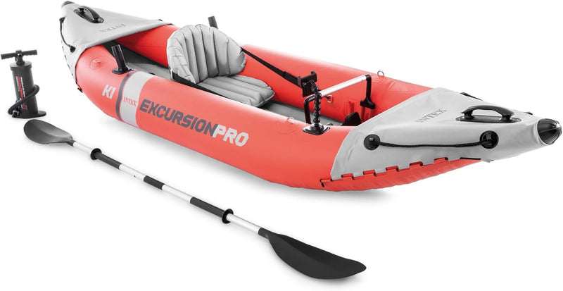 Excursion Pro Inflatable Kayak Set and Accessory Kit, Air Pump, and Carry Bag for Lakes and Rivers R3647