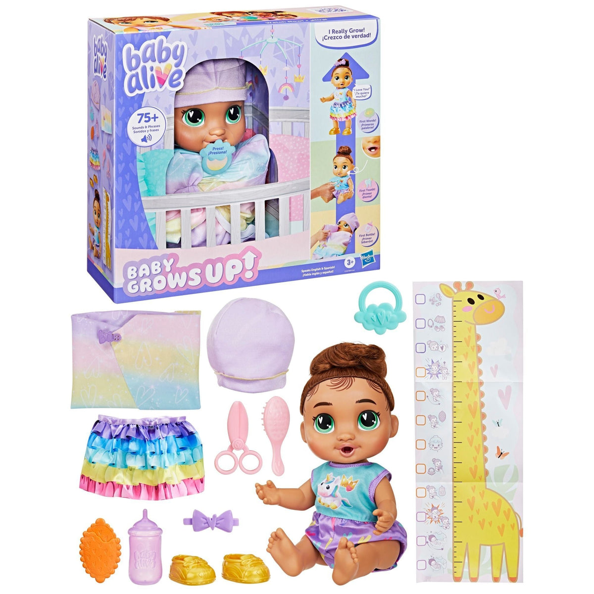 Baby Grows Up Sophia Sparkle Interactive Talking Baby Doll with 75+ Sounds