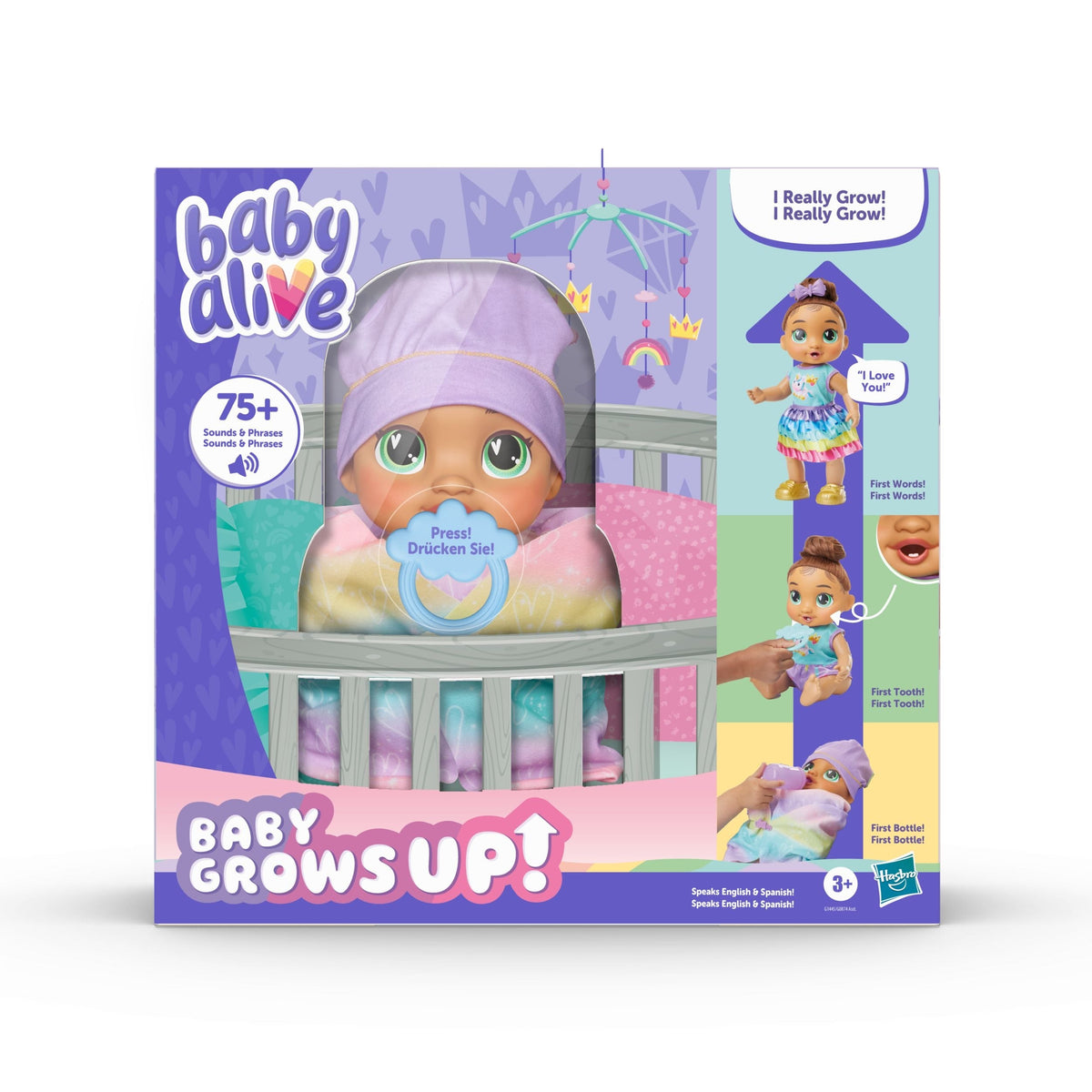 Baby Grows Up Sophia Sparkle Interactive Talking Baby Doll with 75+ Sounds