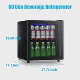 62-Can Beverage Cooler and Refrigerator, Small Mini Fridge for Home, Office or Bar with Glass Door and Adjustable Removable Shelves Perfect for...