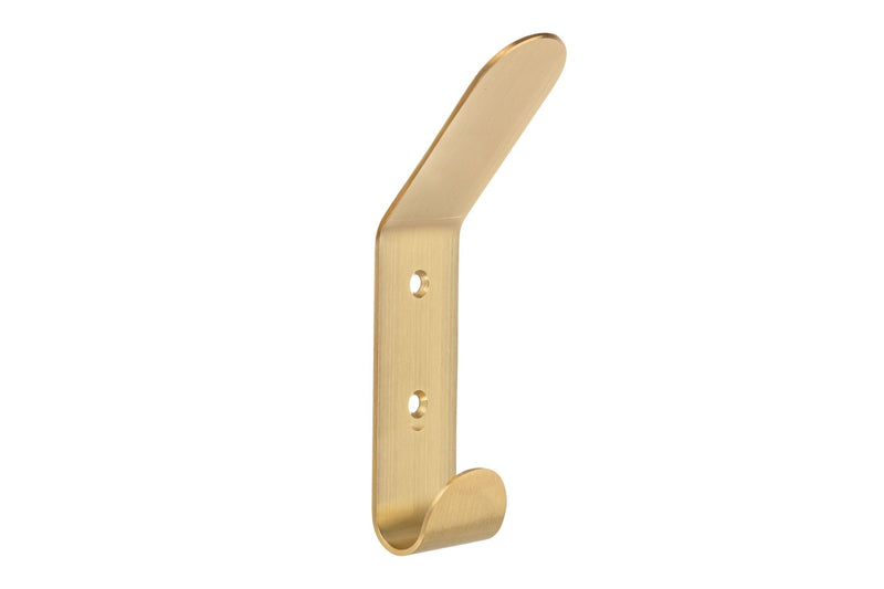 Bent Metal Double Hook, Satin Brass Y5314