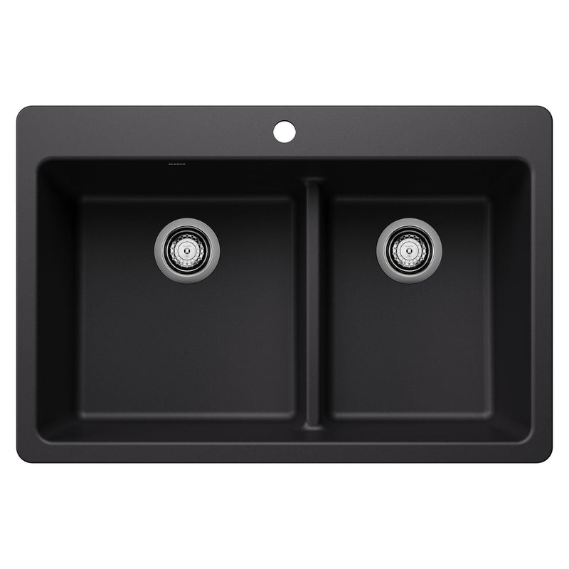 Dual Mount Kitchen Sink with Low Divide, Black, 33-in S5877