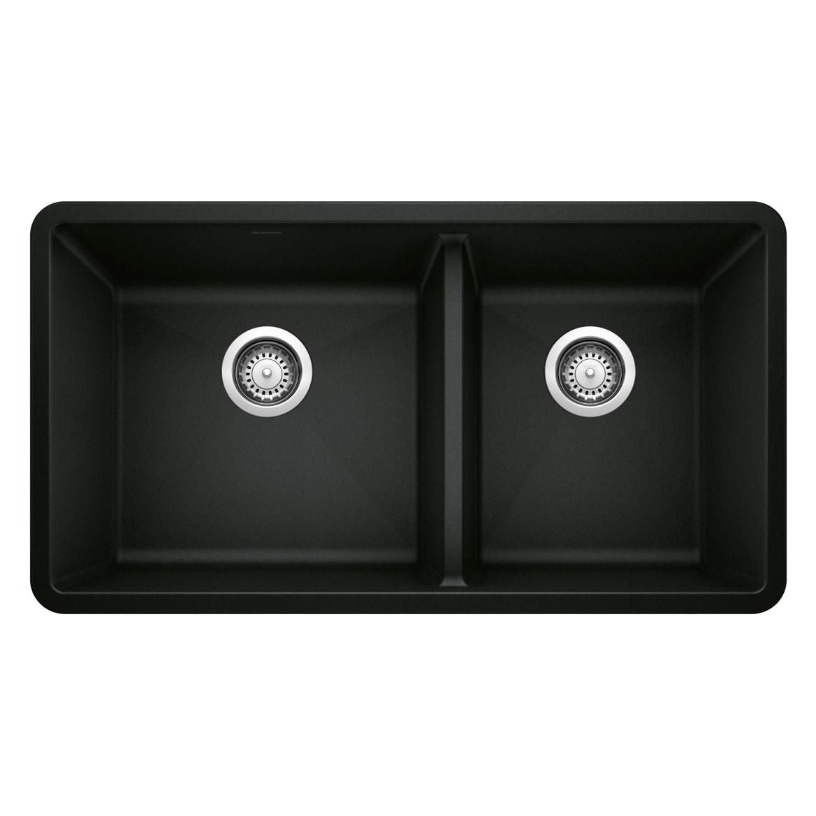 Precis 33-in 60/40 Double Bowl Undermount Kitchen Sink, Coal Black