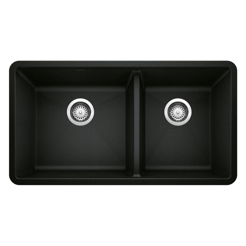 Precis 33-in 60/40 Double Bowl Undermount Kitchen Sink, Coal Black K7540