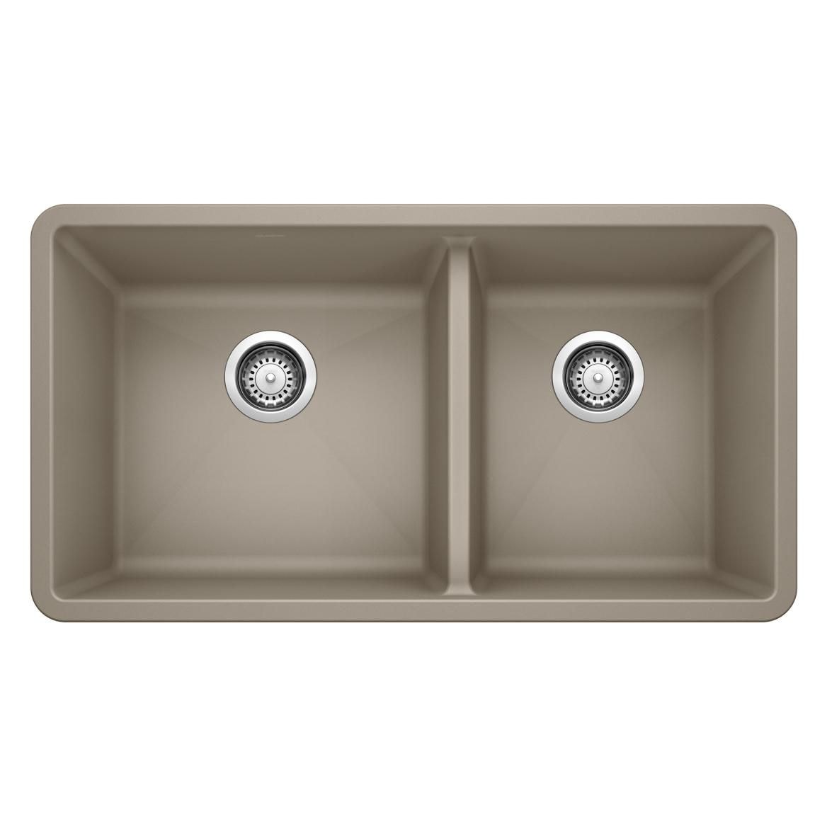 Precis 33-in 60/40 Double Bowl Undermount Kitchen Sink, Truffle