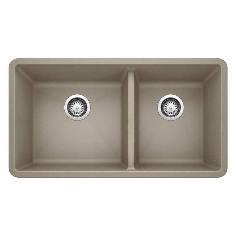 Precis 33-in 60/40 Double Bowl Undermount Kitchen Sink, Truffle K9069