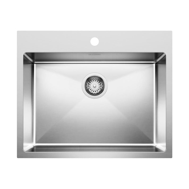 Quatrus R15 25-in Single Bowl Dual Mount Stainless Steel Kitchen Sink U3855