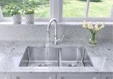 Quatrus R15 33-in 60/40 Double Bowl Undermount Stainless Steel Kitchen Sink