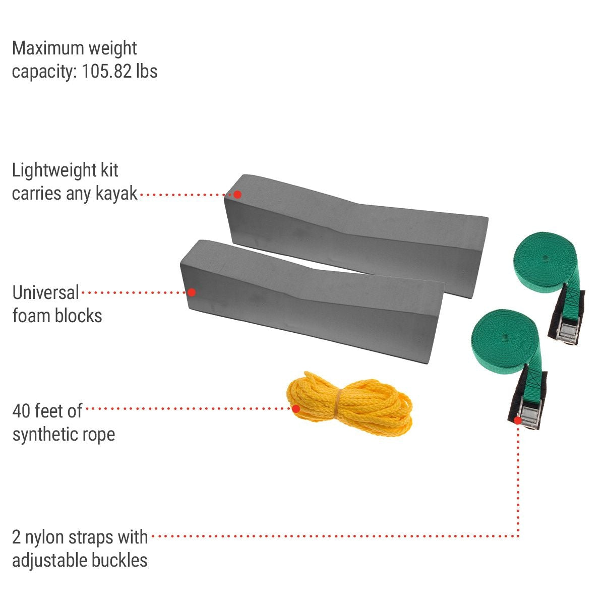 Kayak Carrier Kit, Storage Bag, 6-pc