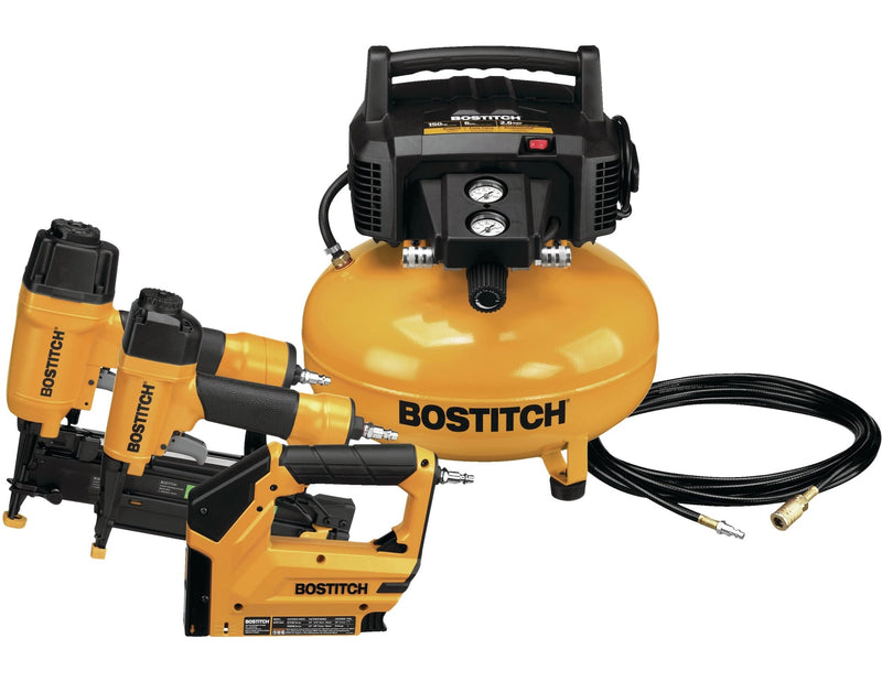 Oil-Free Portable 3-Gun & Pancake Air Compressor Combo Kit, 150-PSI E3759