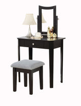 Celah 1-Drawer Black Dressing Table Makeup Vanity Set with Stool and Mirror