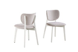 Dua Cream Fabric Upholstered Dining Chair with Curved Backrest, 2-pc